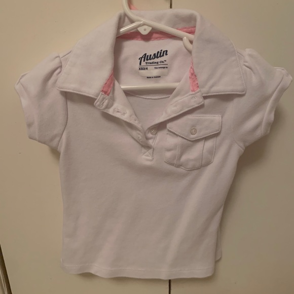 Austin Trading Co White Girls Polo Shirt - Picture 2 of 2